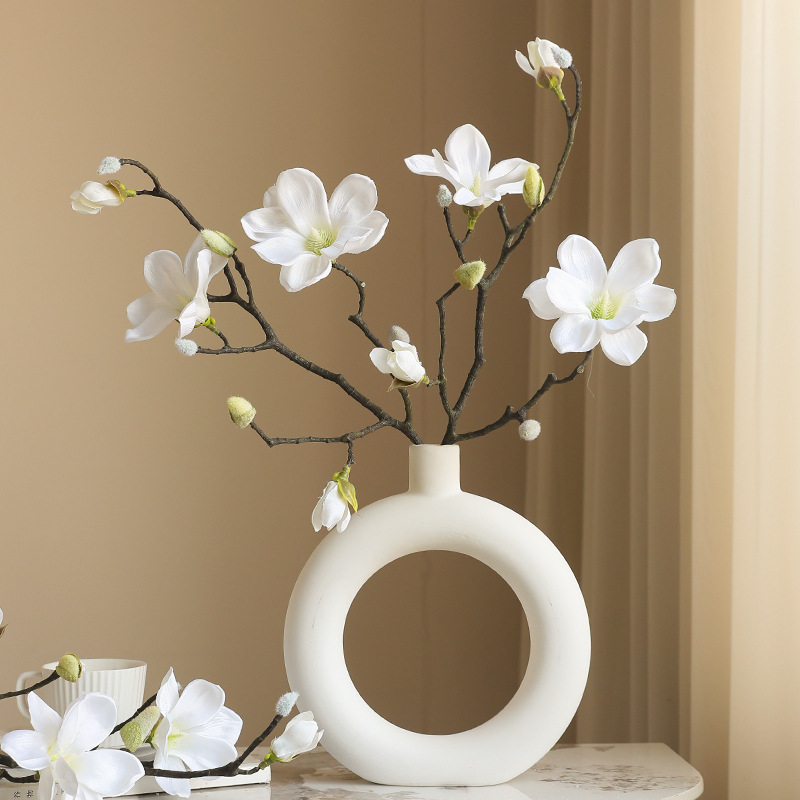 Dried Flower Bunch - 58cm Retro Artificial Magnolia Flower Wedding