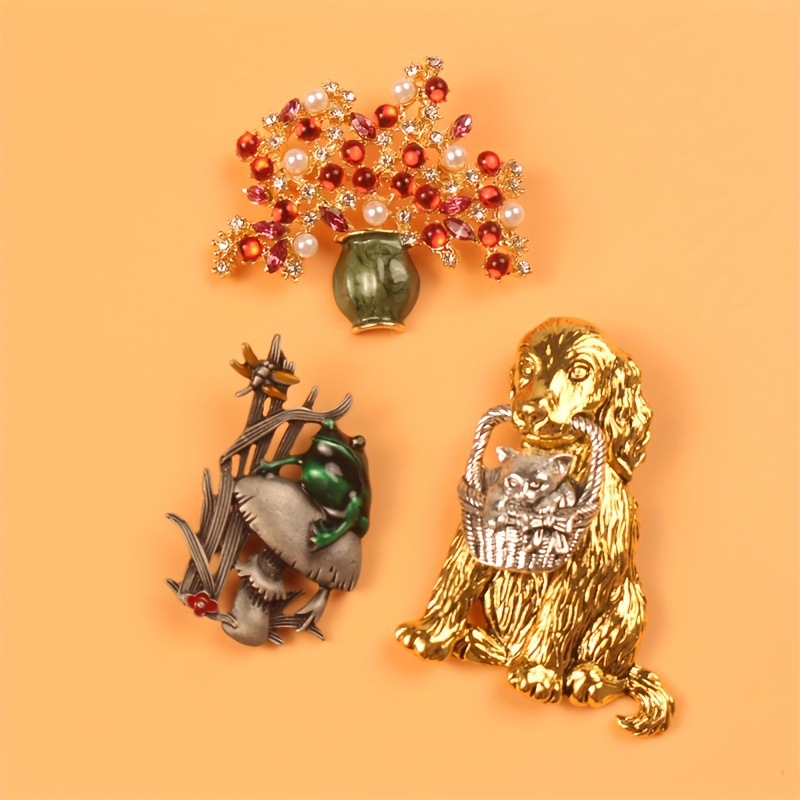 Vintage Broszka Zwierzęca Pies – Flower Frog Pin recenzja i cena